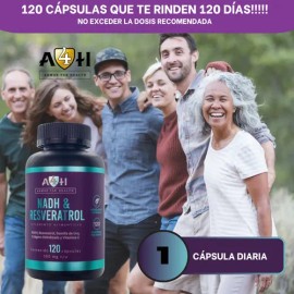 Envío Suplemento A4h Resveratrol Nadh Antioxidante 120 Caps                                                                                           