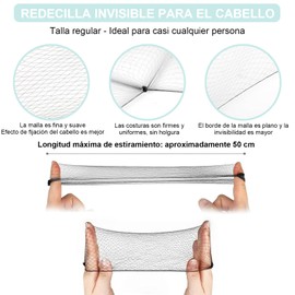 SSX-KJ 50 juegos de Redecillas Invisibles para Cabello,Incluye 50 Redecillas de Malla y 50 Pinzas Forma de U,Redecilla Elástica Invisible para Mujer,Ajustable,Ideal para Hacer Moños,Bailarina,Negro