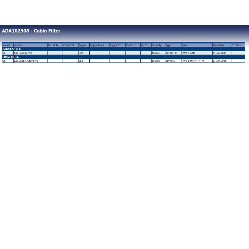 Blue Print ADA102508 Activated Carbon Cabin Air Filter
