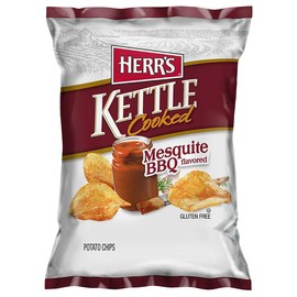 Herr's Mesquite Barbecue Kettle Chips, 7.5 Ounce (Pack of 12 Bags) - Smoky Mesquite Flavor, Extra Crunch from Kettle-Cooking, Perfect for Any Occasion - No Artificial Flavor