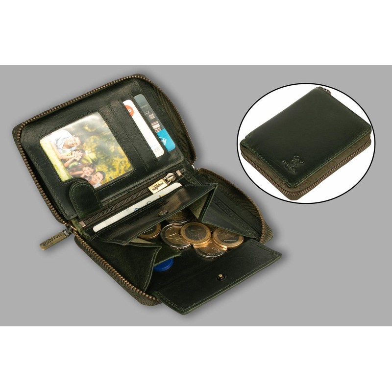 MATADOR Wallet 3626/A Metal Zip TÜV Tested RFID, Green/Green, Green