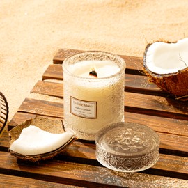 LA JOLIE MUSE Vanilla Coconut Candle, Tropical Candle Scented, Candle for Home Scented, Wood Wicked Soy Candles, 19.4oz 90 Hours