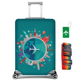 flintronic Elastic Travel Suitcase Protective Cover, Luggage Cover, Luggage Cover for Travel Luggage Protective Cover, Includes Luggage Tag x 1 + Luggage Strap x 1, #1 Green