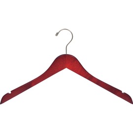 The Great American Hanger Company Wood Top Hanger, Box of 50 Space Saving 17 Inch Flat Wooden Hangers w/Cherry Finish & Brushed Chrome Swivel Hook & Notches for Shirt Jacket or Dress