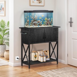 LEMY 29 Gallon Fish Tank Stand with Power Outlets, 31x12x30 Inch 2-Tier Aquarium Stand Table w/Metal Frame Cabinet Storage Shelf for Turtle Tank, Reptile Terrarium,440LBS Capacity
