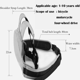 LIBRNTY Motorcycle Children's Belt, Bicycle Rear Seat Safety Belts, Fall Protection, Adjustable with Reflective Strips, Suitable for Children Between 2 and 12 Years