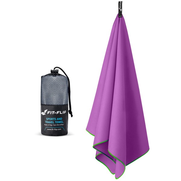 Fit-Flip Microfibre Towels In All Sizes / 12 Colours - Ultra Light, Compact, And Quick Drying - Microfibre Towel - The Perfect Sports Towel, Beach Towel And Travel Towel, purple