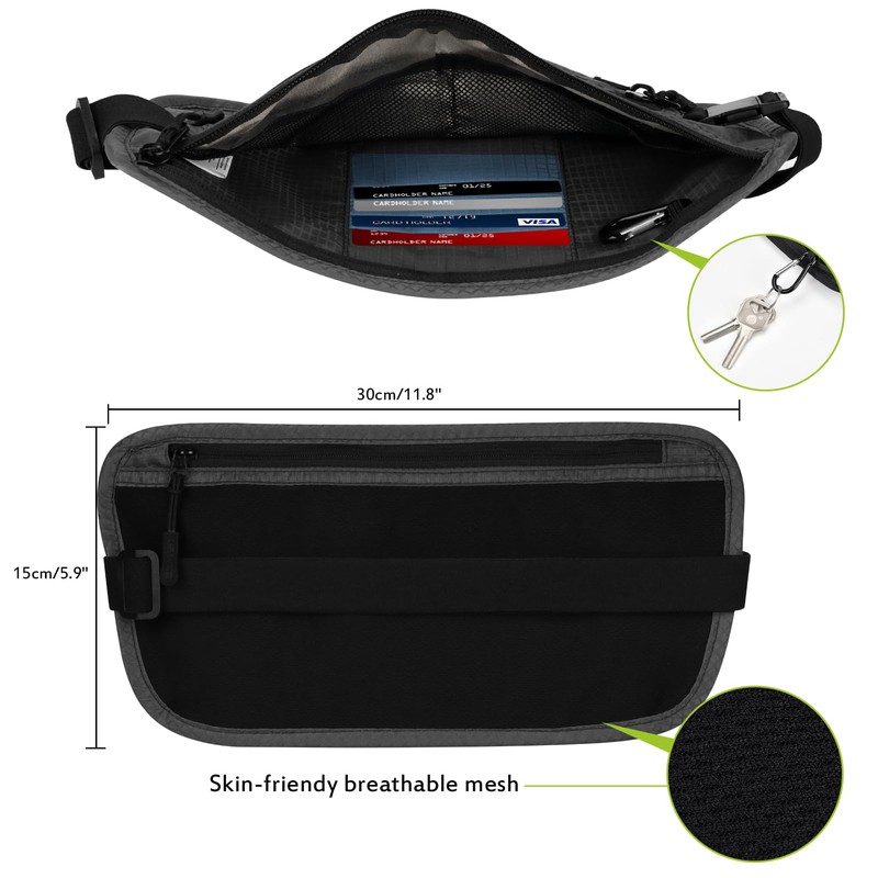 UBAYEE Travel Money Belt Hidden Under Clothes with RFID Blocking