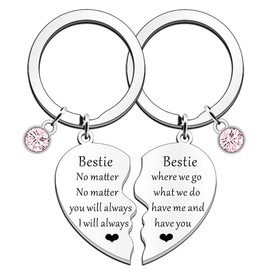 JETTOP Bestie Gifts for Women Keyring Work Bestie Gift Birthday Christmas Keychain No Matter Where We Go