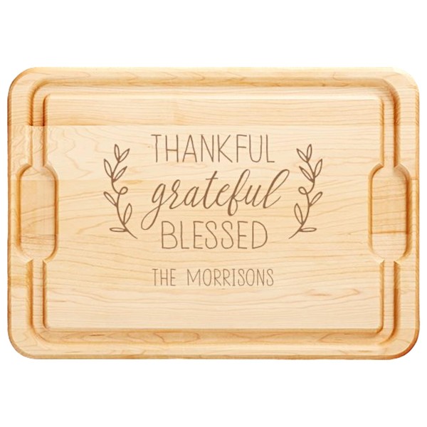 Personalization UIniverse Thankful Grateful Blessed Personalized Hardwood Cutting Board with