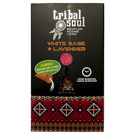 Tribal Soul Back Flow Incense Cones | 6 Boxes Each with 10 Jumbo Back Flow Cones | Total of 60 Cones (White Sage & Lavender)