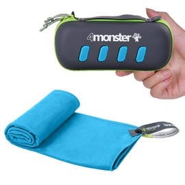 4Monster Toalla de microfibra, toalla de viaje, toalla de campamento, secado rápido, suave peso ligero, adecuada para gimnasio, playa, natación, mochi