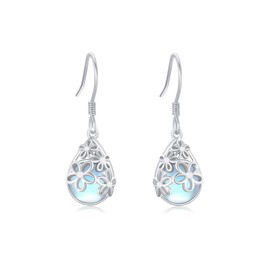 Daisy Earrings for Women 925 Sterling Silver Moonstone Earrings Larimar Tiger Eye Flowers Daisy Earrings Hypoallergenic Elegance Daisy Jewelry Gift for Girls Mother's Day, Sterling Silver