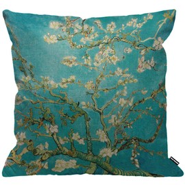 HGOD DESIGNS Van Gogh Cushion Cover Classic Art Painting Almond Blossom Tree Cushion Cover Home Decorative for Men/Women/Boys/Girls Living Room Bedroom Sofa Chair Cushion Covers 45 x 45 cm