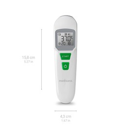 medisana TM 762 termometro digitale da fronte termometro clinico per neonati, bambini e adulti con allarme visivo della febbre, funzione di memoria e misurazione dei liquidi