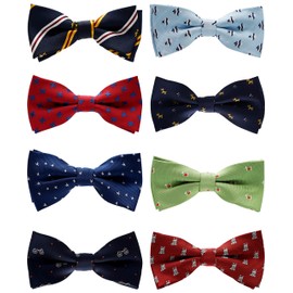 BELLUNO Boys Bow Ties, Pre-tied Bow-Ties Adjustable for Kids, Children, Toddler BowTies, 8-Pack