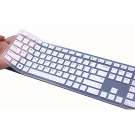 JuYuish Silicone Keyboard Skin Cover Compatible for Dell Wireless Bluetooth Keyboard KM7321W, Dell Pro Keyboard KB500 & KM5221W (White)