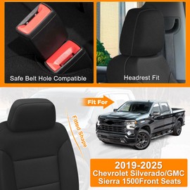 Kistrba Front Seat Cover Compatible with 2019-2025 Chevy Silverado/GMC Sierra 1500, Heavy Duty Kinitted Fabric