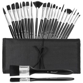 SYCYKA Paint Brushes Set 1 Pack / 24 pcs Watercolor Paintbrushes Pinstripe Brush Kit with Storage Bag for Kids Adults Artists - Acrylic Painting, Watercolor, Miniature Detailing, and Rock Painting
