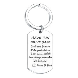 Nfyxcaz Drive Safe Keychain 16 Years Old Keychain Gifts for Daughter Son New Driver Gift to Daughter Son from Mum Dad