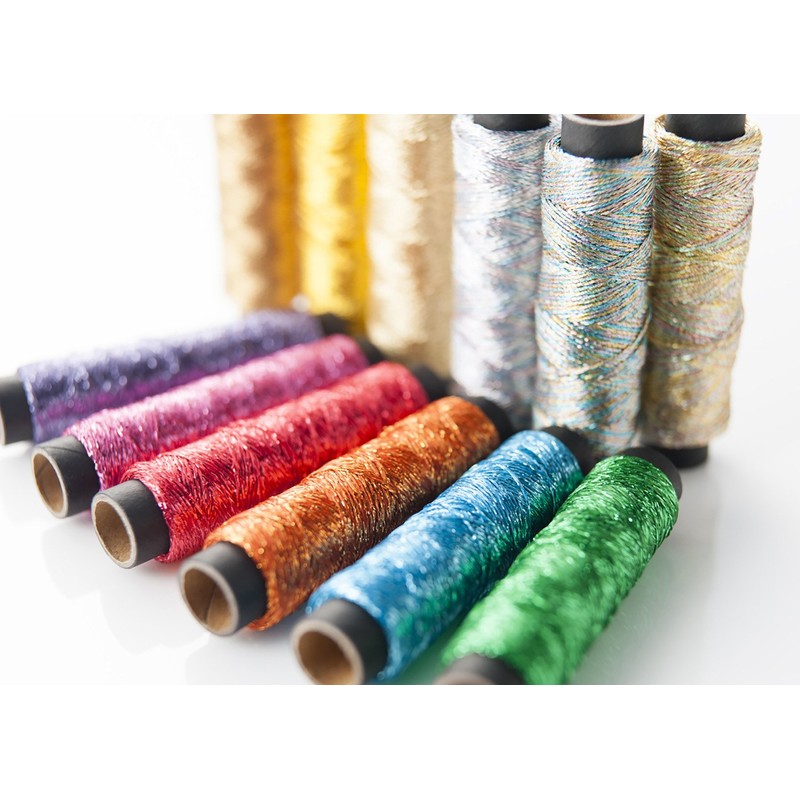 cosmo にしきいと ラメ 刺しゅう糸 20m巻 col.23 白銀 No.77