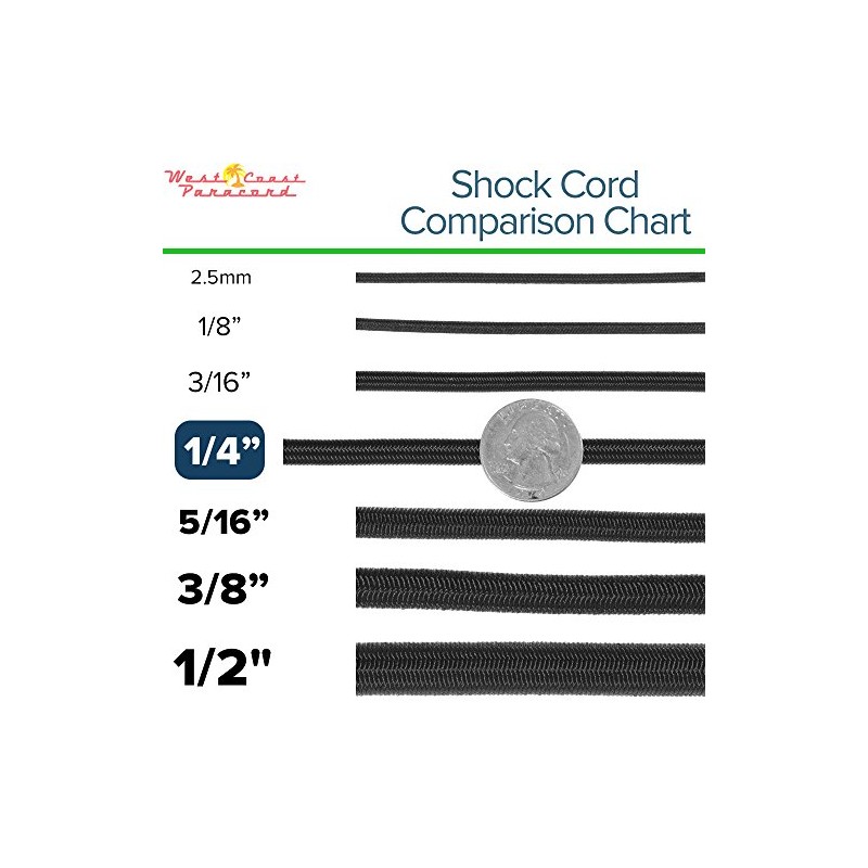 West Coast Paracord Elastic Bungee Nylon Shock Cord (50 Feet,