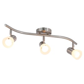 XiNBEi Lighting Track Lighting, 3 Light Wave Track Light with Glass Modern Ceiling Light Bar Brushed Nickel for Kitchen & Dining Room XB-TR1238-3-BN