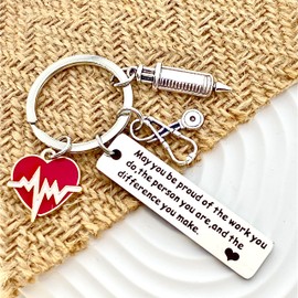 Sjcmbxxs Inspirational Keychains Appreciation Gifts For Women Men Coworkers Friends Teacher Thank You Keyring Birthday Christmas, 12 x 50 mm, Silver