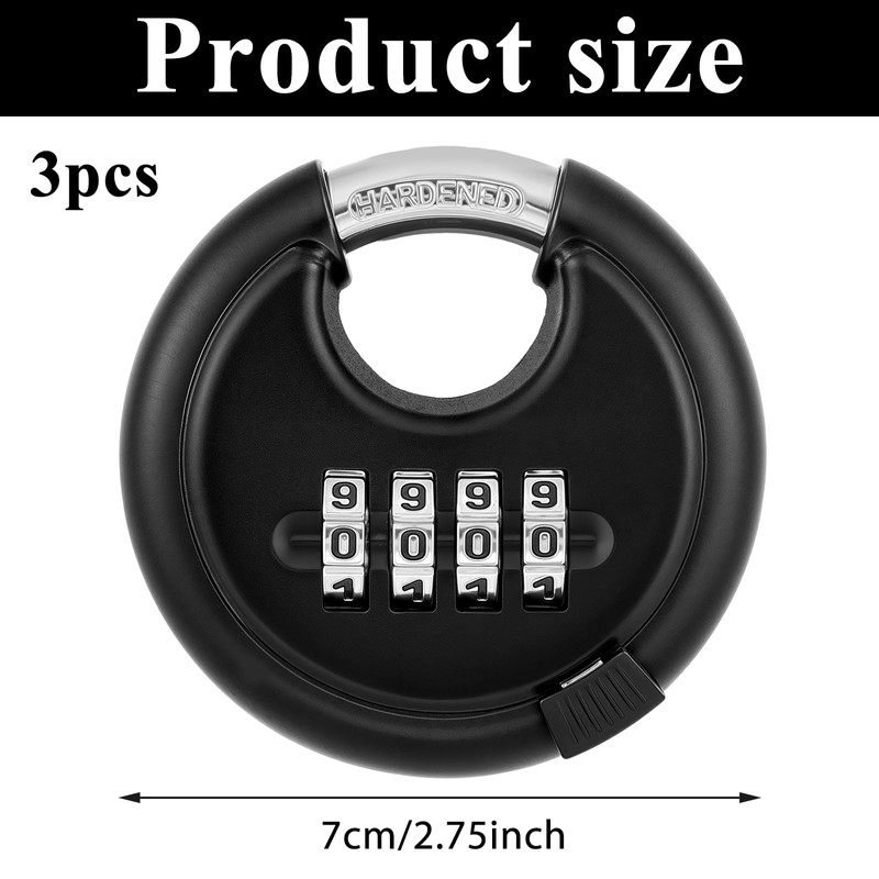 3 Pack Outdoor Combo Lock for Storage Unit 4-Digit Disc