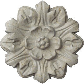 7 5/8"OD x 1"P Emery Leaf Ceiling Medallion, Hand-Painted Pot of Cream Crackle