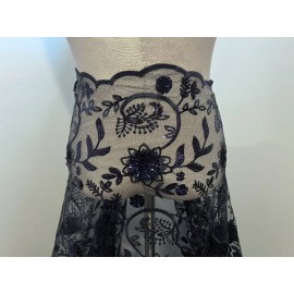 wowfabric4less123 NAVY BLUE  Embroidery Sequins Lace Fabric 50” Width Sold By The Yard