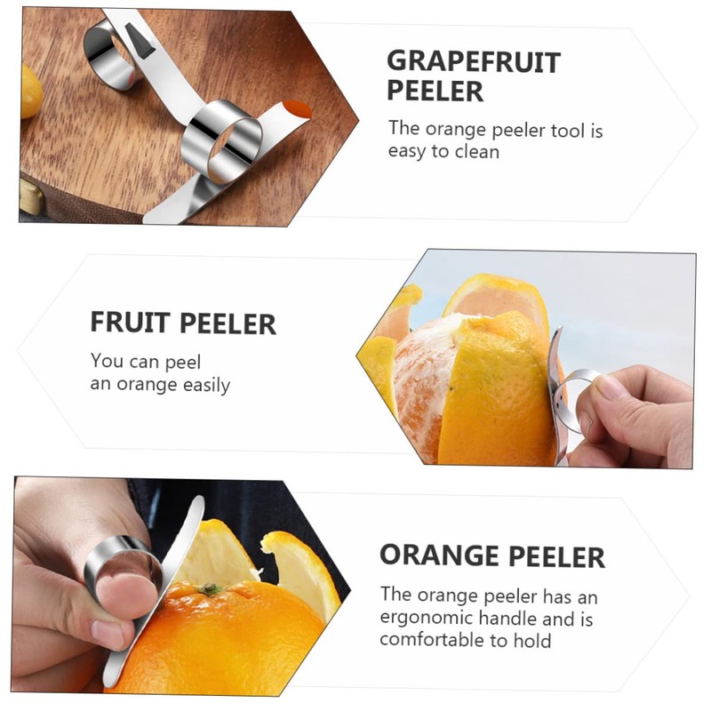 iplusmile 1Set Ergonomic Stainless Steel Orange Peeler Rustproof Citrus Peelers
