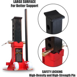 BIG RED Torin 12 Ton Heavy Duty Jack Stands: Pin Style Jack Stand with 2 Casters and Handle, Easily Portable Car Stand for Cars, SUVs, Truck and Pick Ups - Red