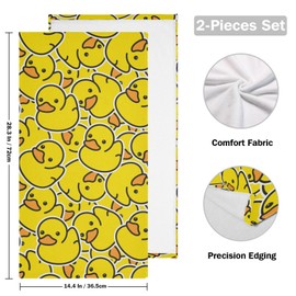HATESAH 2 Pack Yellow Duck Hand Towels for Bathroom,Soft Absorbent Cute Rubber Ducky Decorative Guest Bathroom Towels Shower Face Towels,Quick Dry Cartoon Funny Animal Kitchen Towels 14"x28"