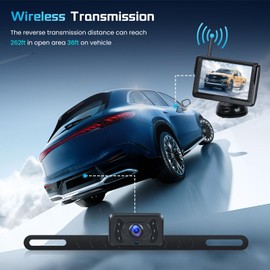 Upgrade Wireless Backup Camera 5 Inch HD IPS Screen for Truck, Easy to Install, HD Night Vision, DIY Guide Lines, IP69 Waterproof Rear View Camera for Car SUV Pickup Van