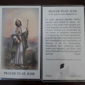 St. Jude - Prayer To - Relic Laminated Holy Card - Blessed by Pope Francis