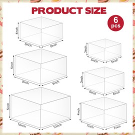6 Pcs Buffet Risers, Buffet Supplies Catering Stands Acrylic Food Display Risers for Party Table Stackable Boxes with Hollow Bottoms for Dessert Jewelry Makeup Perfume, Transparent (5" 6" 7" 8" 9" 10")