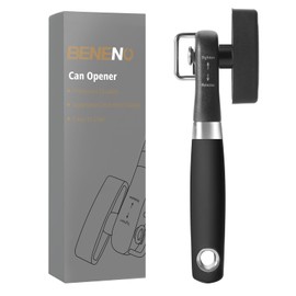 Beneno Can Opener, Manual Side Safe Cut Can Opener Smooth Edge with Durable Sharp Blade, Effort-Saving Knob & Comfortable Non-slip Handle, Black