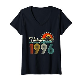 Womens 30 Years Old Gifts Vintage Born in 1996 30th Birthday Retro V-Neck T-Shirt