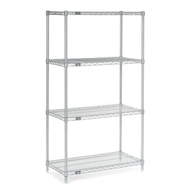 Nexel 18" x 36" x 63", 4 Tier, NSF Listed Adjustable Wire Shelving, Unit Commercial Storage Rack, Silver Epoxy, Leveling feet