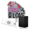 ERHACHAIJIA I Stab with Love Retractable Glitter Badge Reel, Funny