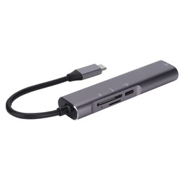 Type C to + USB 3.0 + USB C+ Storage/Micro Storage Card 5 in 1 Hub for Computer Support PD Charging and Data Transmission