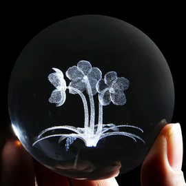 Sahoottie 60mm 3D Flower Crystal Ball Flowers Gifts for Women Flower Paperweight Flower Glass Ball Flower Cute Decor Flowers Crystal Ornaments