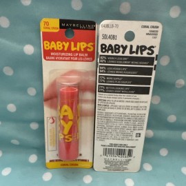 Maybelline 2x Maybelline Baby Lips Lip Balm  #70 Coral Crush RARE Discontinued As Is