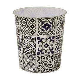 JVL Mosaic Navy Waste Paper Bin, 27cm x 25cm Approx, Polypropylene, Small