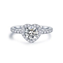 IMOLOVE Moissanite Engagement Rings for Women Heart-shaped Promise Rings for her Sterling Silver plated with 18K White Gold 1.64ct D Color VVS1 Clarity Ring Jewelry(5.5)