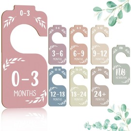 KAMHBE 8Pcs Wooden Baby Closet Dividers, Baby Cloth Sorting Tags Organizers Newborn Wardrobe Dividers for Baby Clothes Sorting & Nursery Decor - KAMHBE (8 PCS Color)