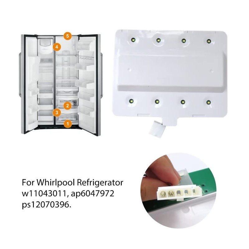 Superior W11043011 Refrigerator LED Light Module for Whirlpool WRF555SDFZ03 WRF555SDFZ04