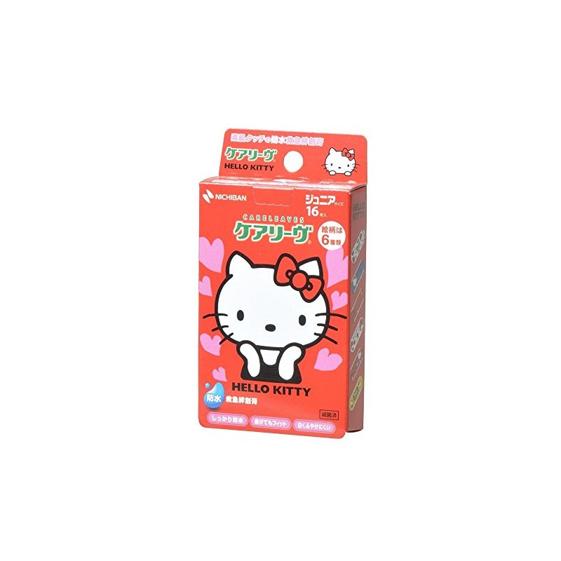 【５個セット】 ケアリーヴ キャラクター ハローキティ ジュニアサイズ 16枚入×５個セット （ケアリーブ）