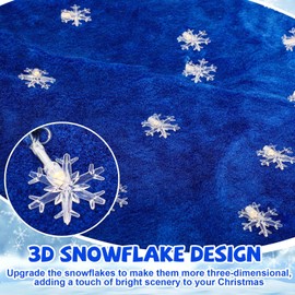 Lewtemi 36 Inch Lighted Christmas Tree Skirt with LED Light Plush Faux Fur Tree Skirts Lighted Xmas Snow Tree Skirt Christmas Snow Blanket for Xmas Party Decoration Garden(Blue)